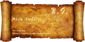 Mick Iván névjegykártya