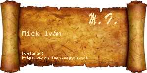 Mick Iván névjegykártya